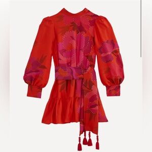 FARM Rio Red and Pink Floral Mini Dress